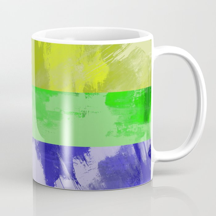 Rainbow Stripes - Abstract, textured, red, orange, yellow, green, blue, indigo, violet artwork Coffee Mug