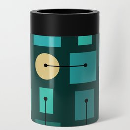Atomic Age Simple Shapes Teal Gold Can Cooler