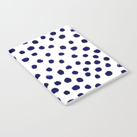 Mini dots painterly brushstrokes boho modern indigo blue and white preppy nautical dorm college art Notebook