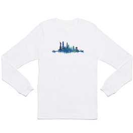 NY New York City Skyline NYC Watercolor art Long Sleeve T Shirt