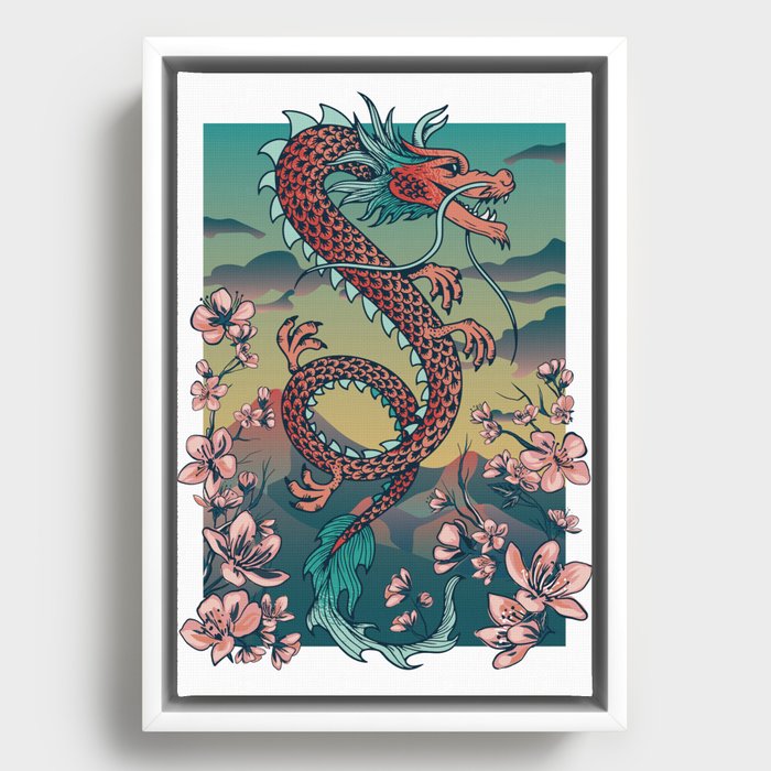 Chinese Dragon Art Framed Canvas