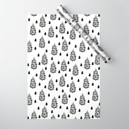 Monochrome Christmas Trees Wrapping Paper