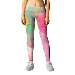 Gradient Watercolor yellow pink green Leggings