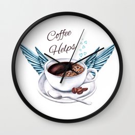 Life Happens Coffee Helps - Coffee Angel Wall Clock