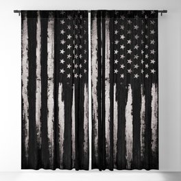 White Grunge American flag Blackout Curtain