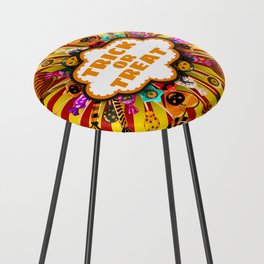 Halloween Trick or Treat Candy and sweets. Autumn october holiday tradition celebration poster. Vintage illustration isolated Counter Stool
