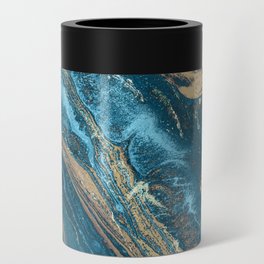 Teal Blue Emerald Marble Waves Can Cooler