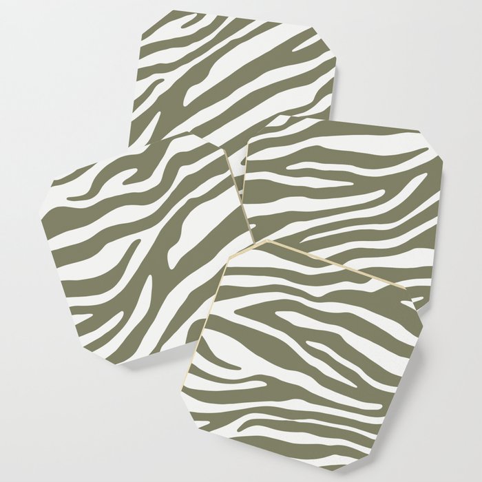 Olive Zebra Animal Print Coaster
