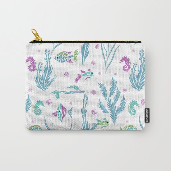 Sea , fish , seaweed , baby pattern . 2 Carry-All Pouch