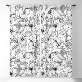 Hummingbirds and hibiscus flowers  Blackout Curtain
