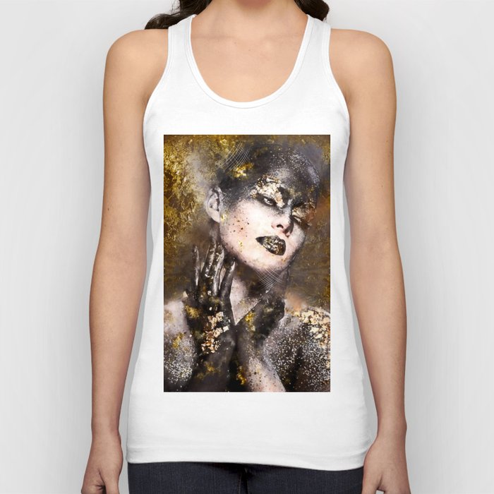 Beautiful Abstract Black and Gold Woman Portrait Tank Top