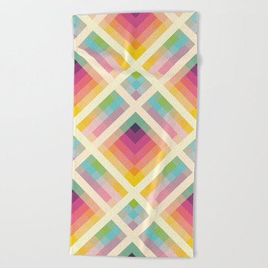 Retro Rainbow Beach Towel