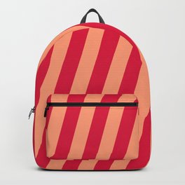 [ Thumbnail: Crimson and Light Salmon Colored Lines Pattern Backpack ]