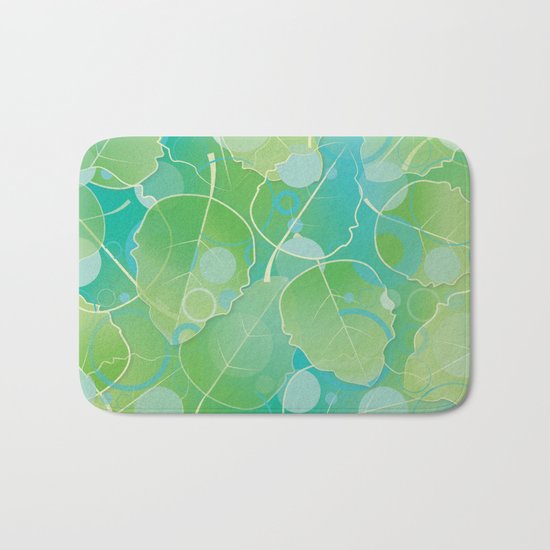 Floating Leaves Pattern I - Spring, Summer, Apple Green Bath Mat
