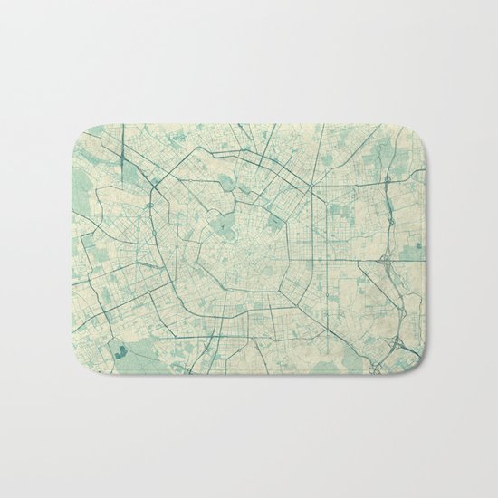 Milan Map Blue Vintage Bath Mat