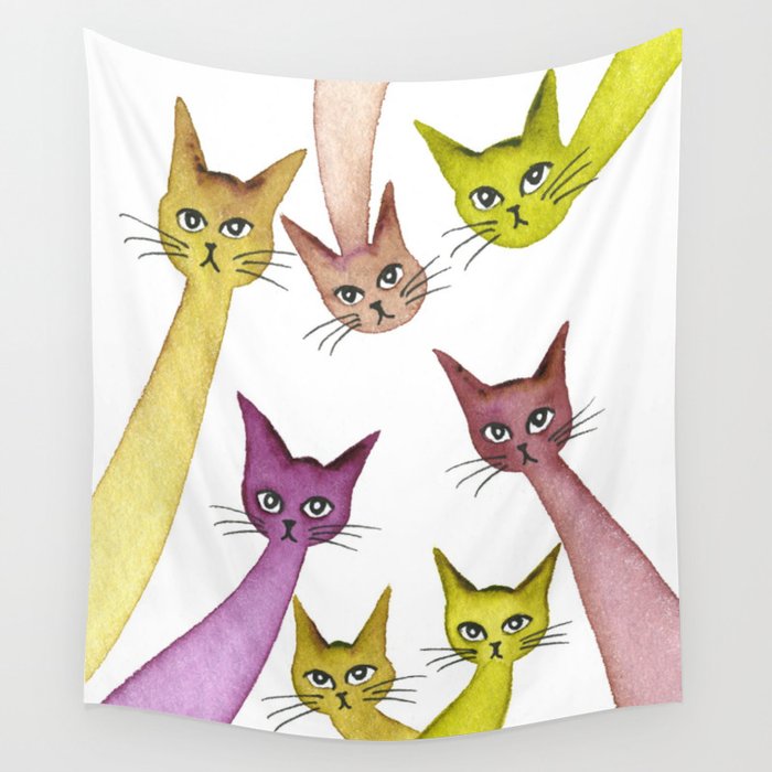 Wales Whimsical Cats Wall Tapestry