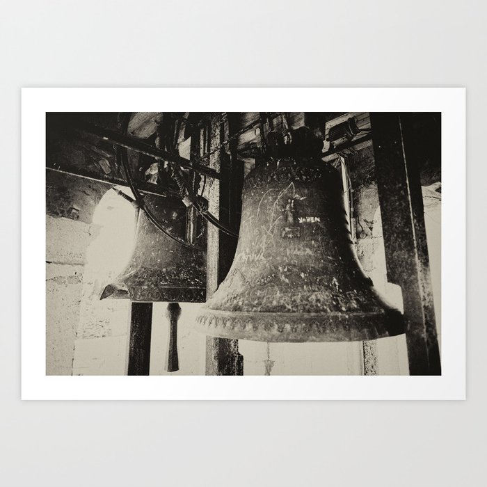 Church Bells Piran Mediterranean Sea Film Photo Black And White Sepia Toned Art Print