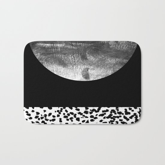 Maru - moon abstract painting texture black and white monochromatic urban brooklyn nature city Bath Mat