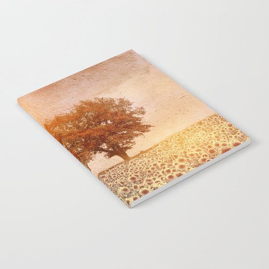 lone tree & sunflowers field (colour option) Notebook