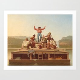 The Jolly Flatboatmen by George Caleb Bingham Art Print | Midwest, Decor, Print, Dancing, American, Fathersday, Flatboat, Gift, Georgecalebbingham, Men 