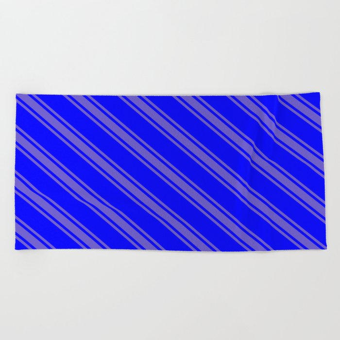 Blue and Slate Blue Colored Striped/Lined Pattern Beach Towel