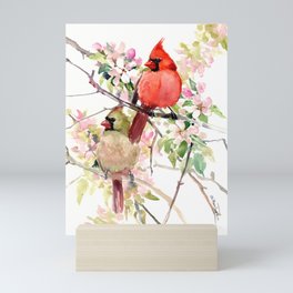 Cardinal Birds and Spring, cardinal bird design Mini Art Print