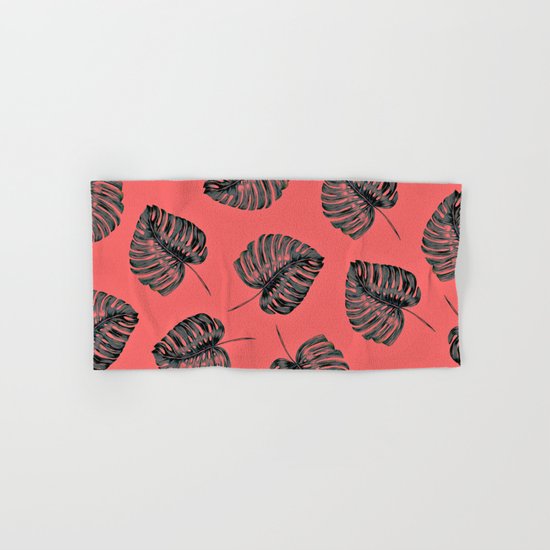 tropical leaves in the red jungle Hand & Bath Towel