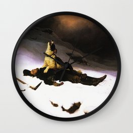Dog howling over his Miner owner - Charles Christian Nahl  Wall Clock
