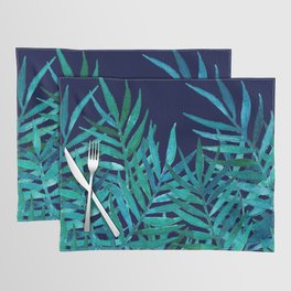 Watercolor Palm Leaves on Navy Placemat