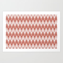 Red and White Striped Chevron Ripple Pattern - Dunn and Edwards 2022 Trending Color Red River DE5125 Art Print