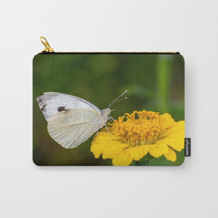 White Butterfly Sitting On Yellow Flower Carry-All Pouch