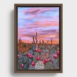 Sunset in desert  Framed Canvas