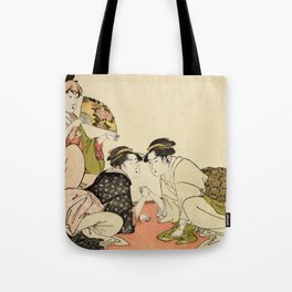 Arm wrestling between two beauties by Kitagawa Utamaro, 1793 Tote Bag | Decor, Friend, Tough, Beauties, Art, Print, Women, Forher, Ukiyo E, Utamaro 