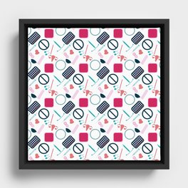 Contraception Pattern Framed Canvas
