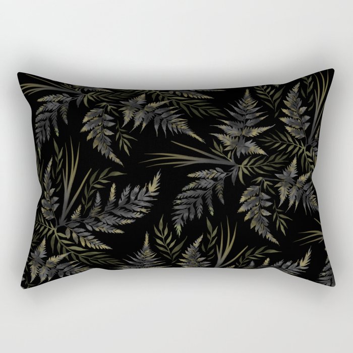 Fern leaves - Black Rectangular Pillow