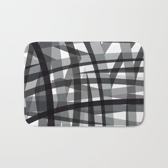 grey crossed stripes Bath Mat