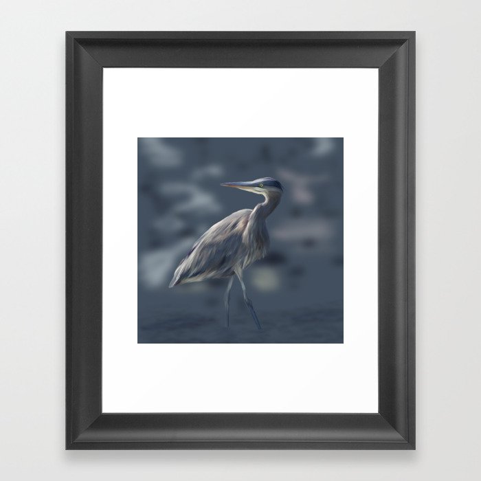 Low Tide Heron  Framed Art Print
