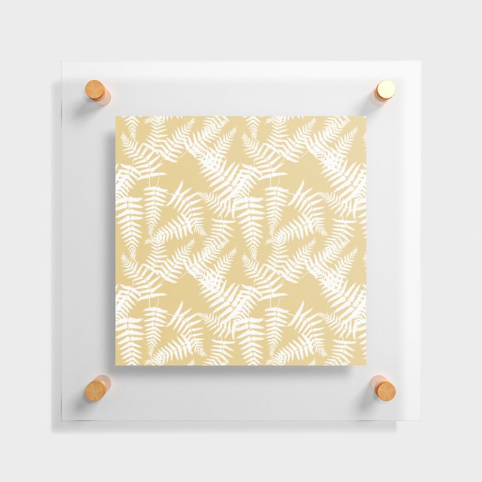 Tan And White Fern Leaf Pattern Floating Acrylic Print