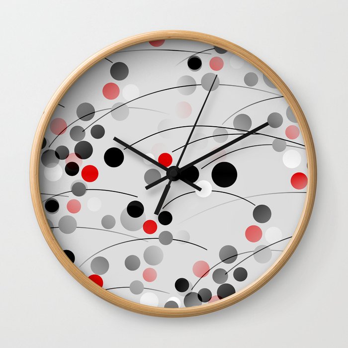 Winterberry - Abstract - Black, Gray, Red, White Wall Clock