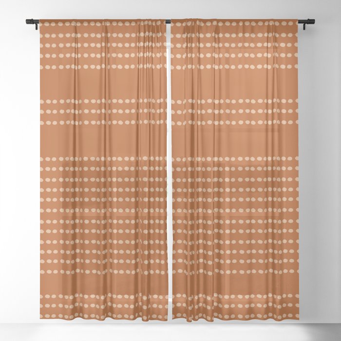 Spotted, African Pattern, in Terracotta Sheer Curtain