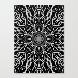 Floral Black and White Mandala Canvas Print