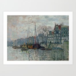 View of the Prins Hendrikkade and the Kromme Waal in Amsterdam by Claude Monet Art Print | Water, Frenchimpressionism, Prinshendrikkade, Amsterdam, Monet, Viewoftheprins, Boats, Impressionism, Painting 