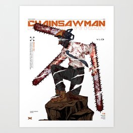 Chainsawman - Denji, fanart/fanmade from anime, illustration with urban graphic design Art Print