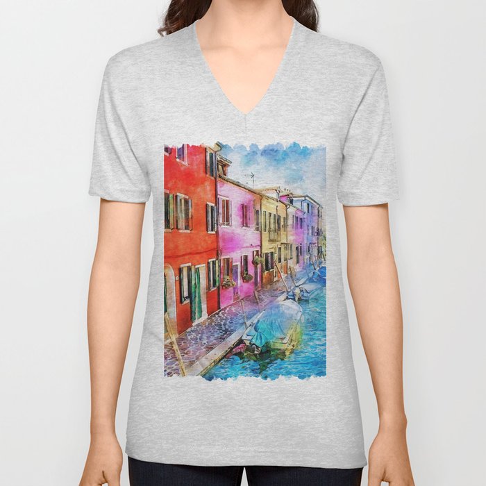 Burano, Italy V Neck T Shirt