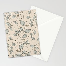 Yellow berry branches on tan background Stationery Card