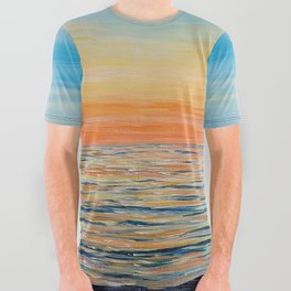 Acrylic Sunset on Ocean All Over Graphic Tee