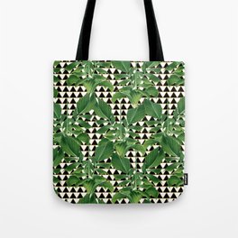 Geometric Palm Leaf Pattern - White Black Gold Tote Bag