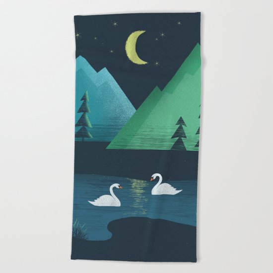Moonlight Swim Beach Towel
