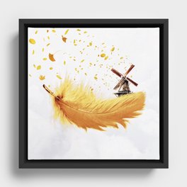 Air Feather • Yellow Feather I Framed Canvas