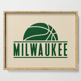 Milwaukee basketball modern logo cream Serving Tray
